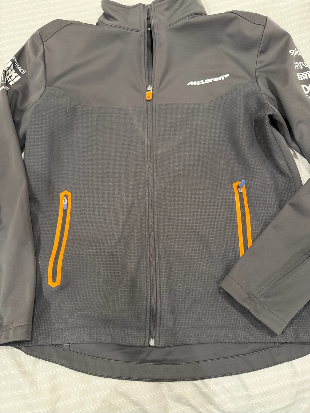 McLaren Men's Black Performance Softshell Jacket with Orange Accents